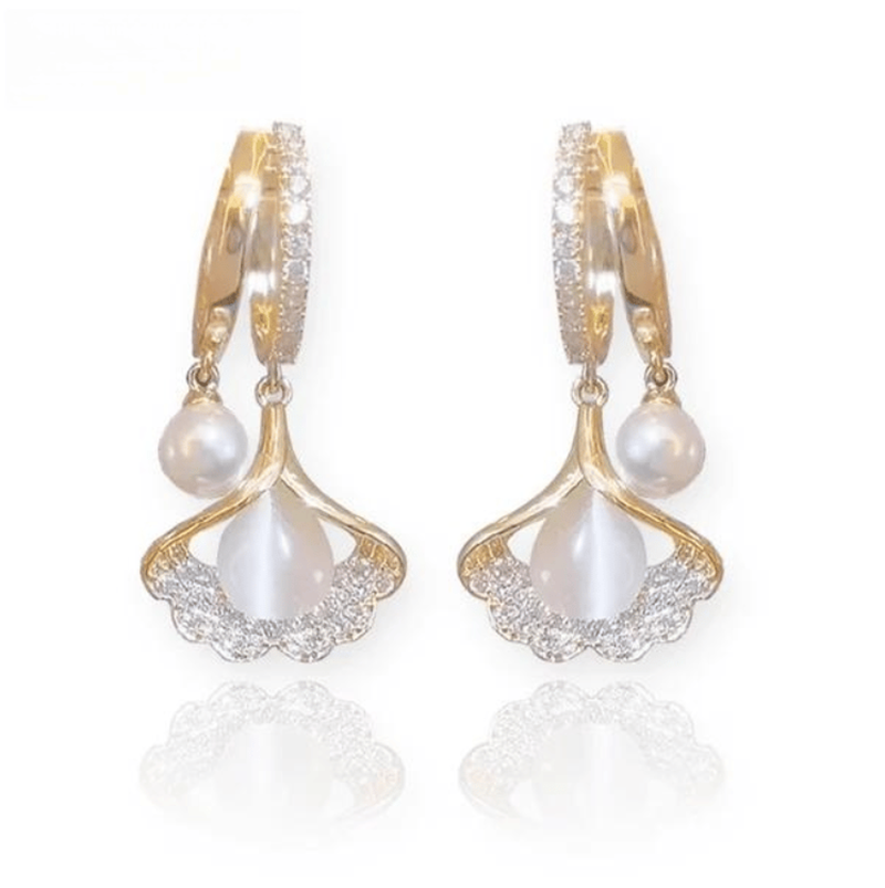 🎁50% OFF NOW!!!🔥Apricot Leaf Pearl Earrings Romantic Valentine's Day Gift