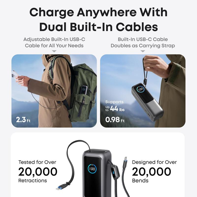 ⚡Laptop Power Bank, 20,000mAh Portable Charger with Triple 100W USB-C Ports for Multi-Device Charging