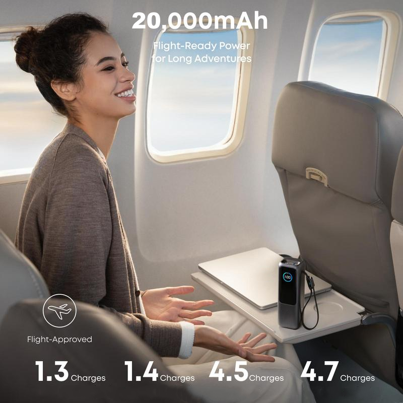 ⚡Laptop Power Bank, 20,000mAh Portable Charger with Triple 100W USB-C Ports for Multi-Device Charging