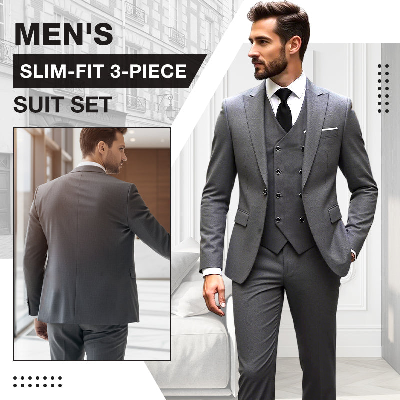 Men's Slim-Fit 3-Piece Suit Set