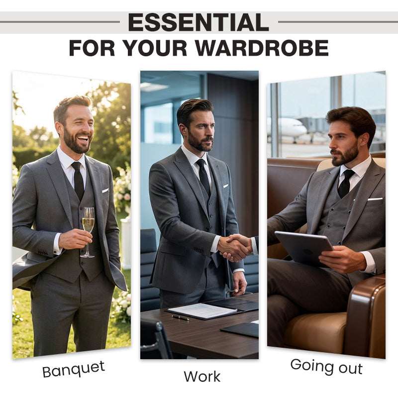 Men's Slim-Fit 3-Piece Suit Set