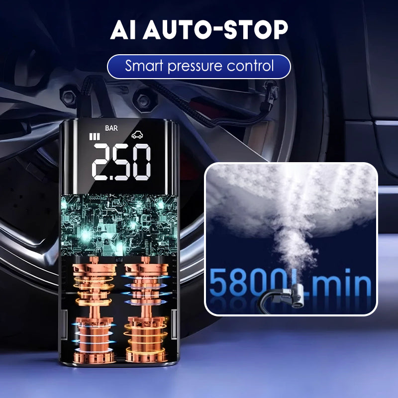 Wireless Portable Car Air Pump with LED Light