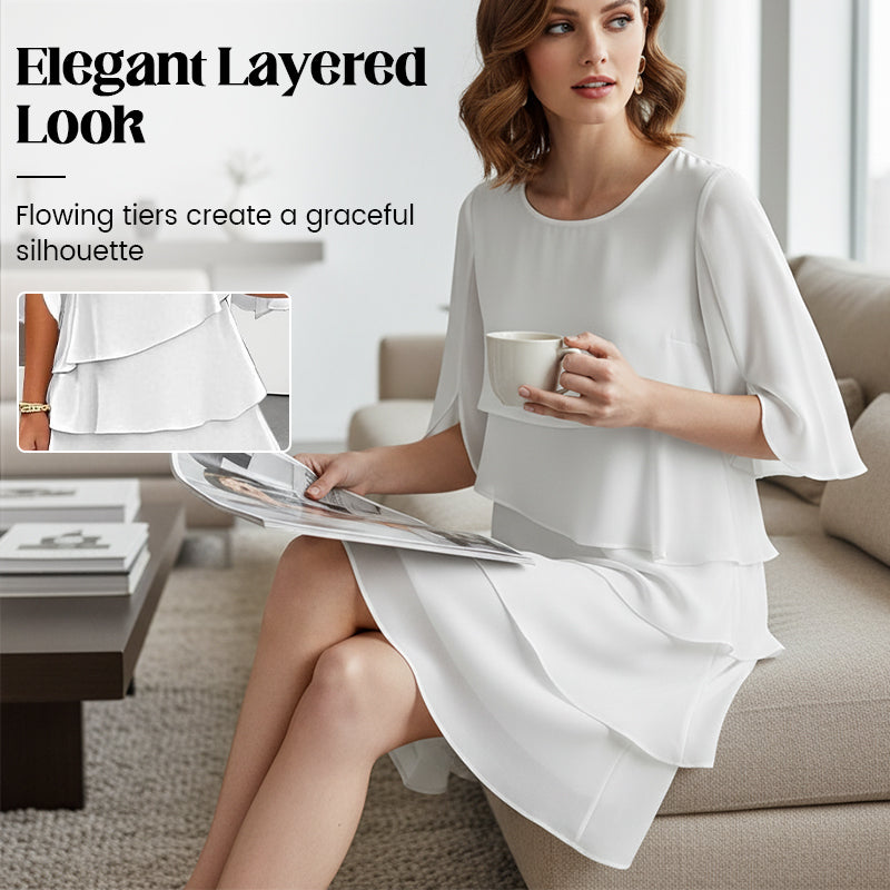 🌸Spring Sale 59% OFF🎁👗Women's Elegant Layered Ruffle Sleeve Dress – Effortless Style for Every Occasion💃