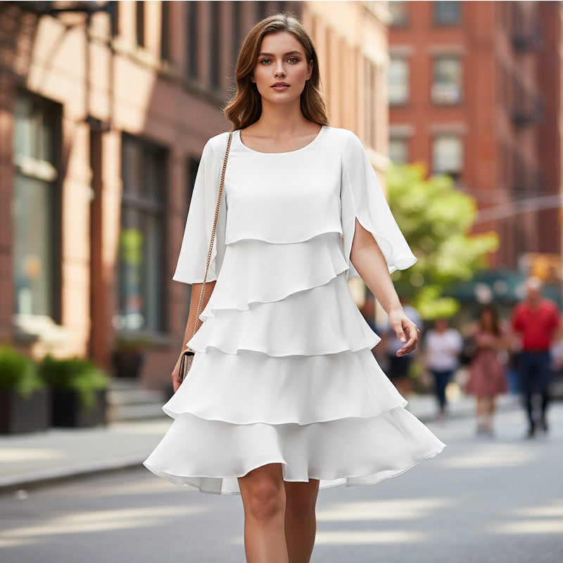 🌸Spring Sale 59% OFF🎁👗Women's Elegant Layered Ruffle Sleeve Dress – Effortless Style for Every Occasion💃