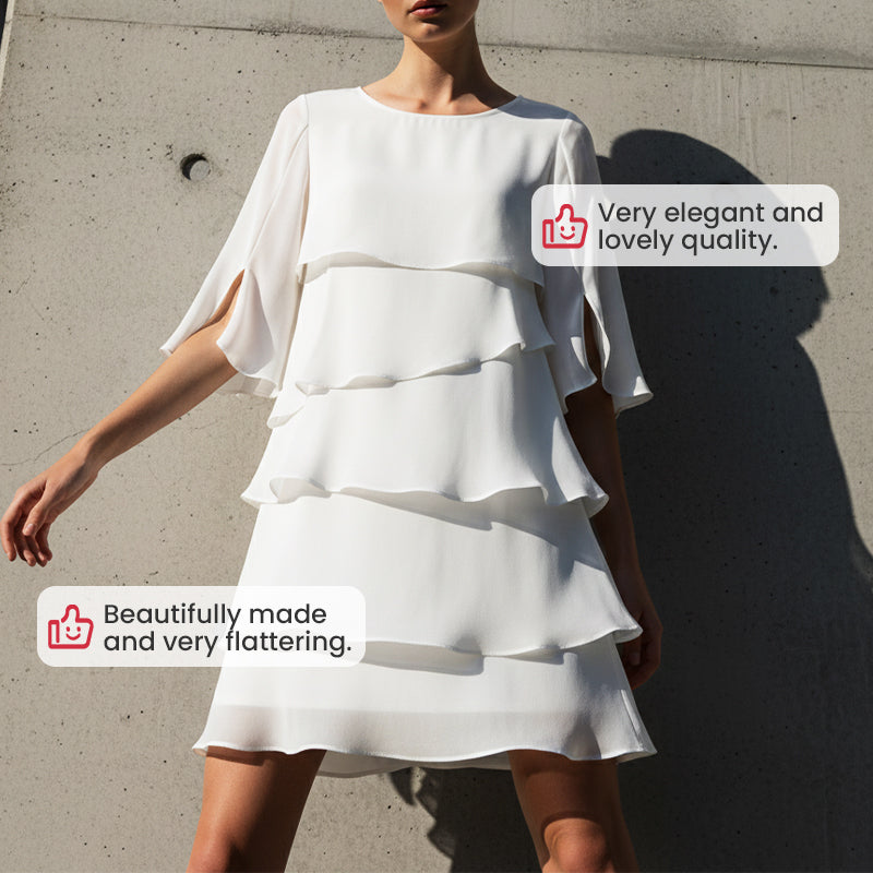 🌸Spring Sale 59% OFF🎁👗Women's Elegant Layered Ruffle Sleeve Dress – Effortless Style for Every Occasion💃