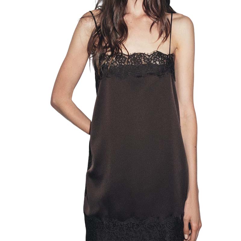 New Fashionable Sexy Lady Satin Lace Blouse Elegant Sleeveless Cami