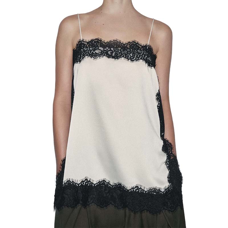 New Fashionable Sexy Lady Satin Lace Blouse Elegant Sleeveless Cami