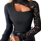 🔈🔈NEW ARRIVAL 50% OFF🌸Women's Asymmetrical Cutout Lace Sleeve Top👚