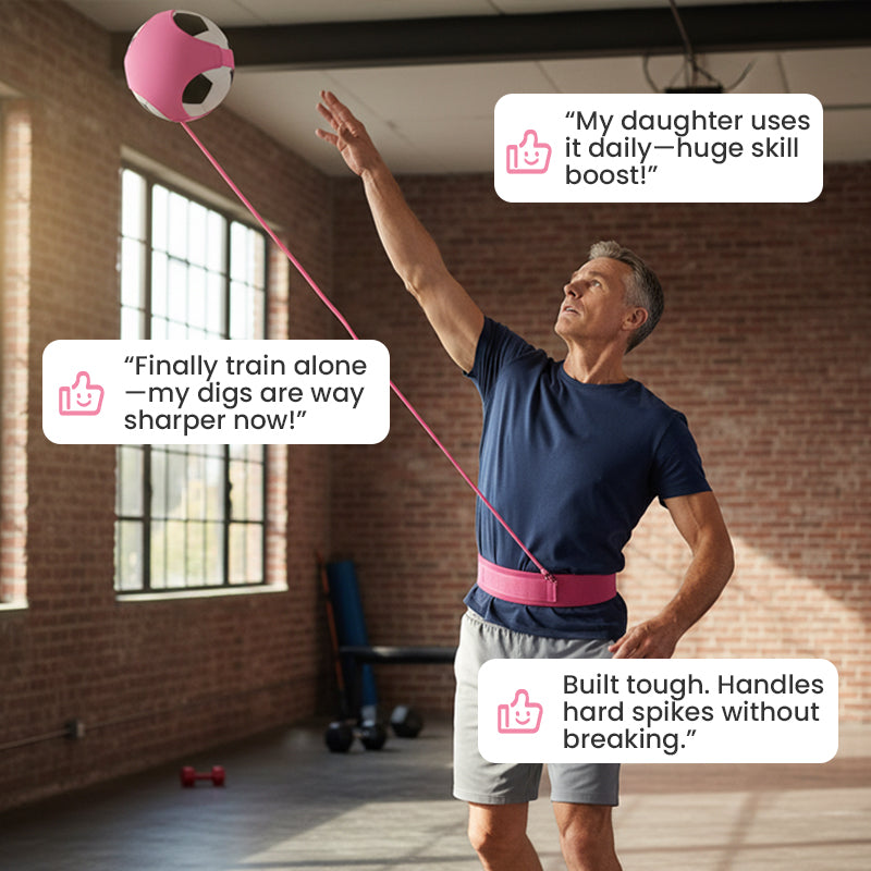 🏐✨ Volleyball Training Aid with Elastic Cord – 50% OFF! Solo serve & spike practice, adjustable waist belt, 2 hand trainers – improve form fast. 🎯