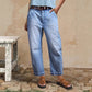 Women's High Waisted Cropped Barrel Jeans
