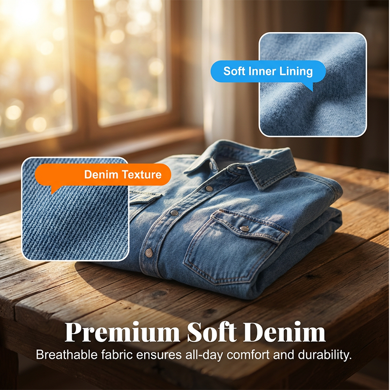 ✨ 50% OFF NOW! 🧥 Women's Casual Long Sleeve Denim Shirt Jacket – Oversized Fit & Chest Pockets