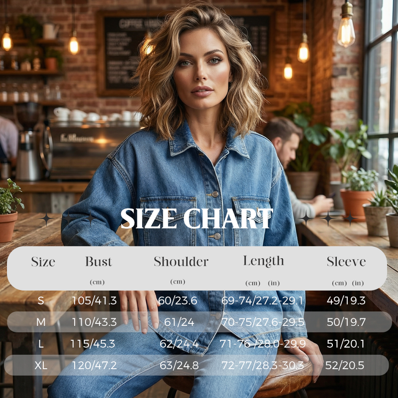 ✨ 50% OFF NOW! 🧥 Women's Casual Long Sleeve Denim Shirt Jacket – Oversized Fit & Chest Pockets