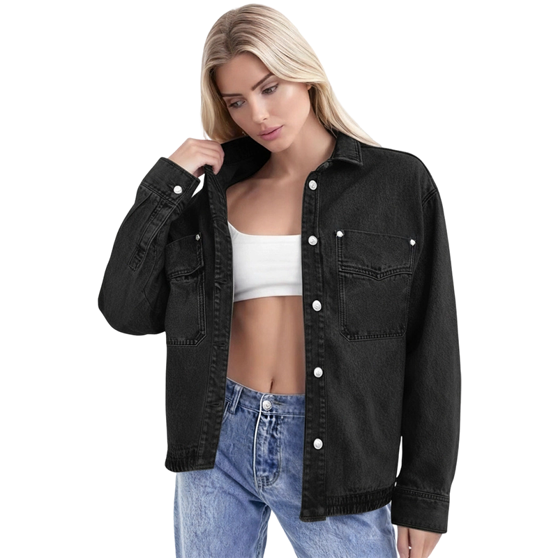 ✨ 50% OFF NOW! 🧥 Women's Casual Long Sleeve Denim Shirt Jacket – Oversized Fit & Chest Pockets