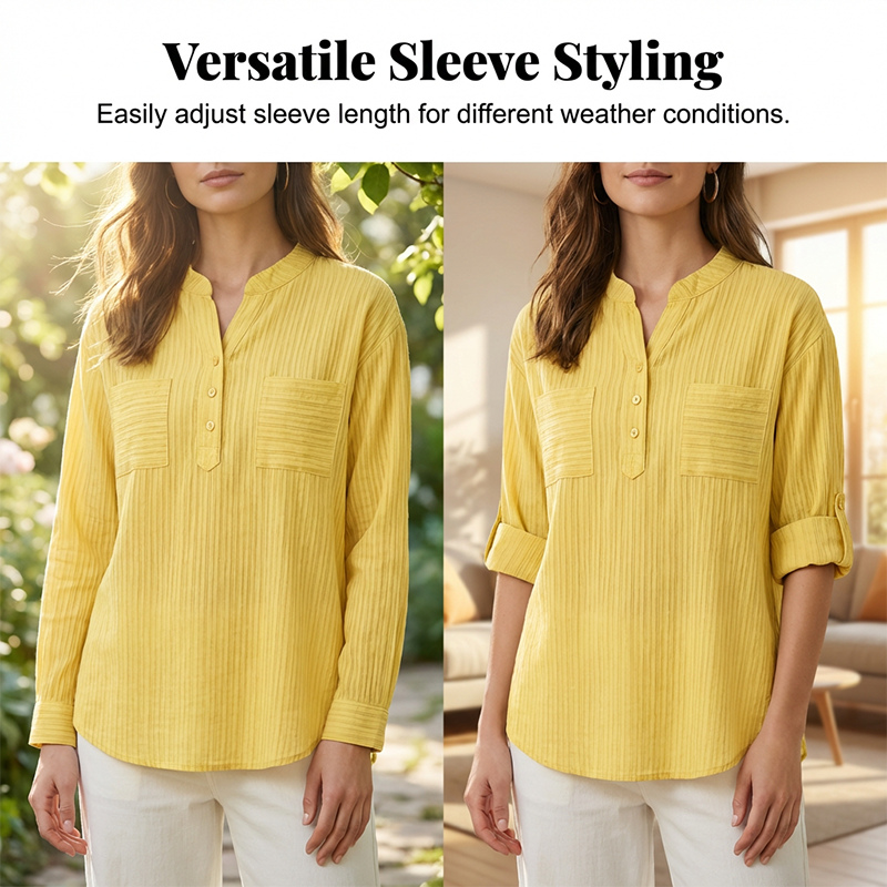 🎁New arrival 50% OFF💥Women's Plus Size Henley V Neck Shirt– Flattering, Soft & Stylish! ✨