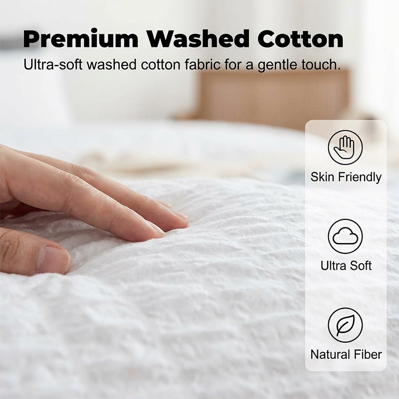 🔥50％ OFF🔥Luxury Seersucker Textured Bedding 4-Piece Set – Cool, Stylish & All Season!
