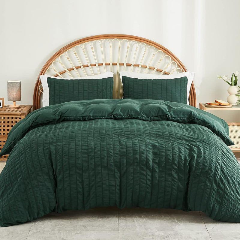 🔥50％ OFF🔥Luxury Seersucker Textured Bedding 4-Piece Set – Cool, Stylish & All Season!