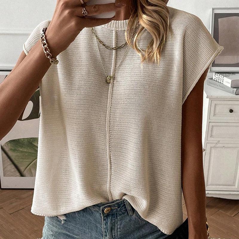 Women's Casual Round Neck Sleeveless Knit Top