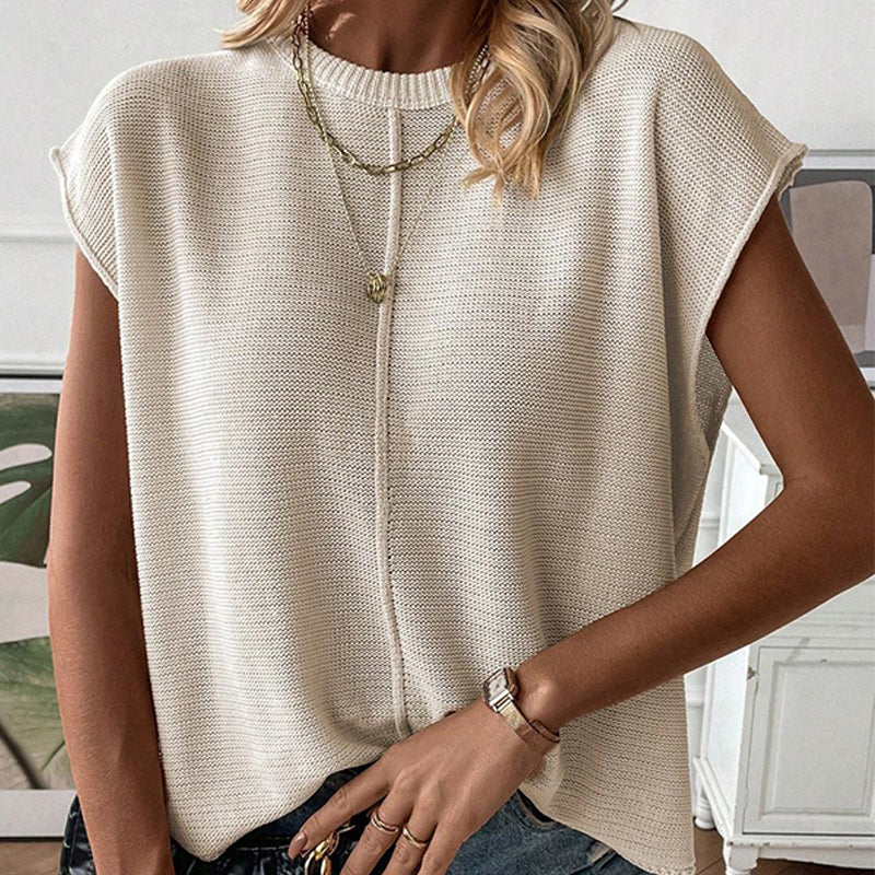 Women's Casual Round Neck Sleeveless Knit Top