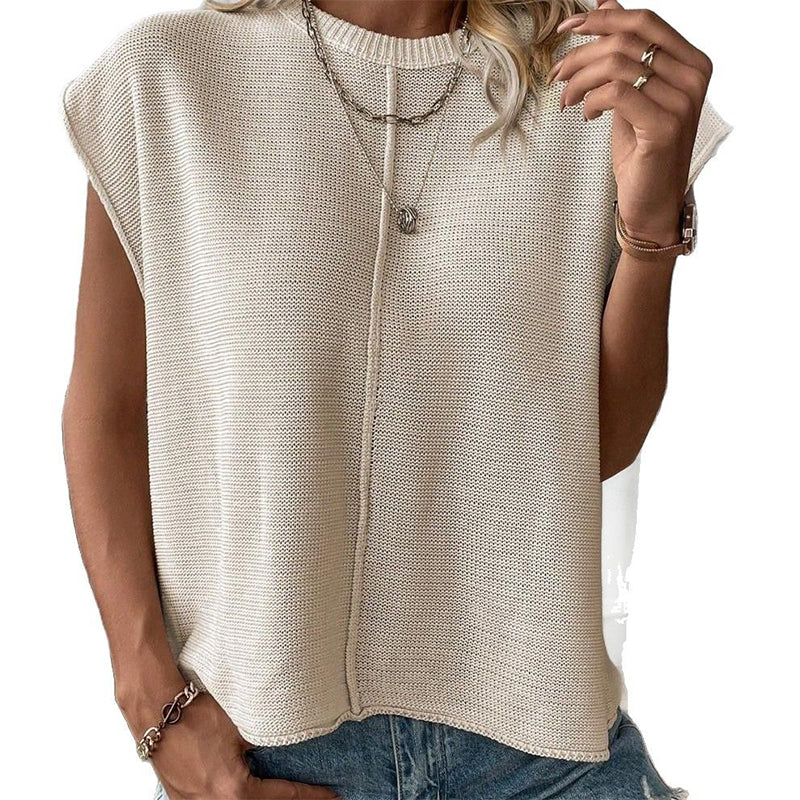 Women's Casual Round Neck Sleeveless Knit Top