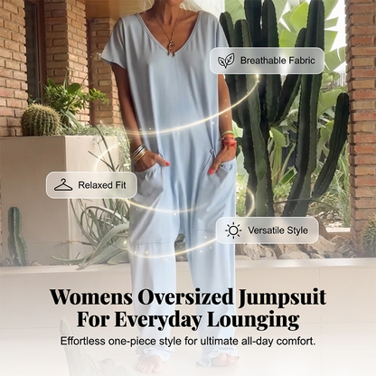 Women's Oversized V-Neck Casual Jumpsuit