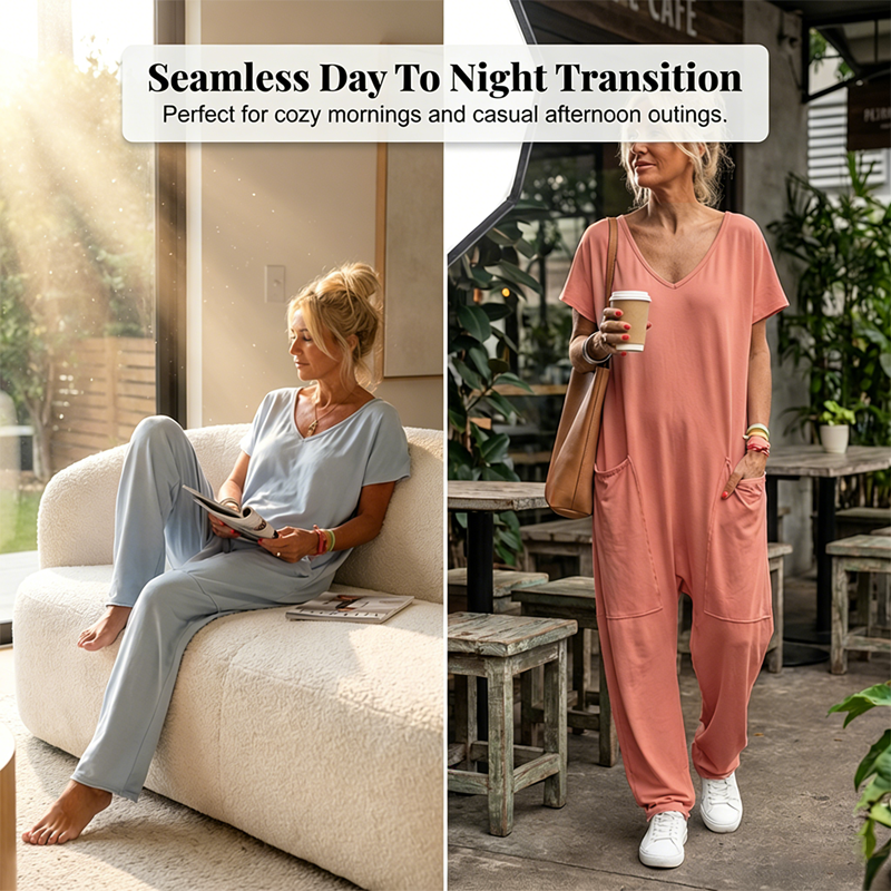 Women's Oversized V-Neck Casual Jumpsuit