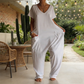 Women's Oversized V-Neck Casual Jumpsuit