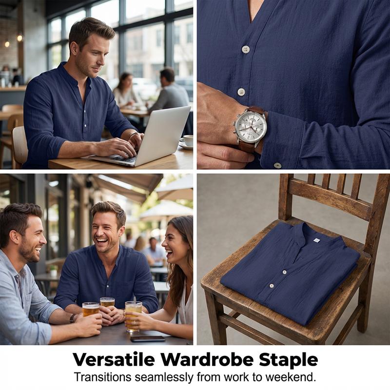 🔥2026 New Style🔥Men's Classic Henley Tee – Lightweight Casual Top for Spring Summer & Fall