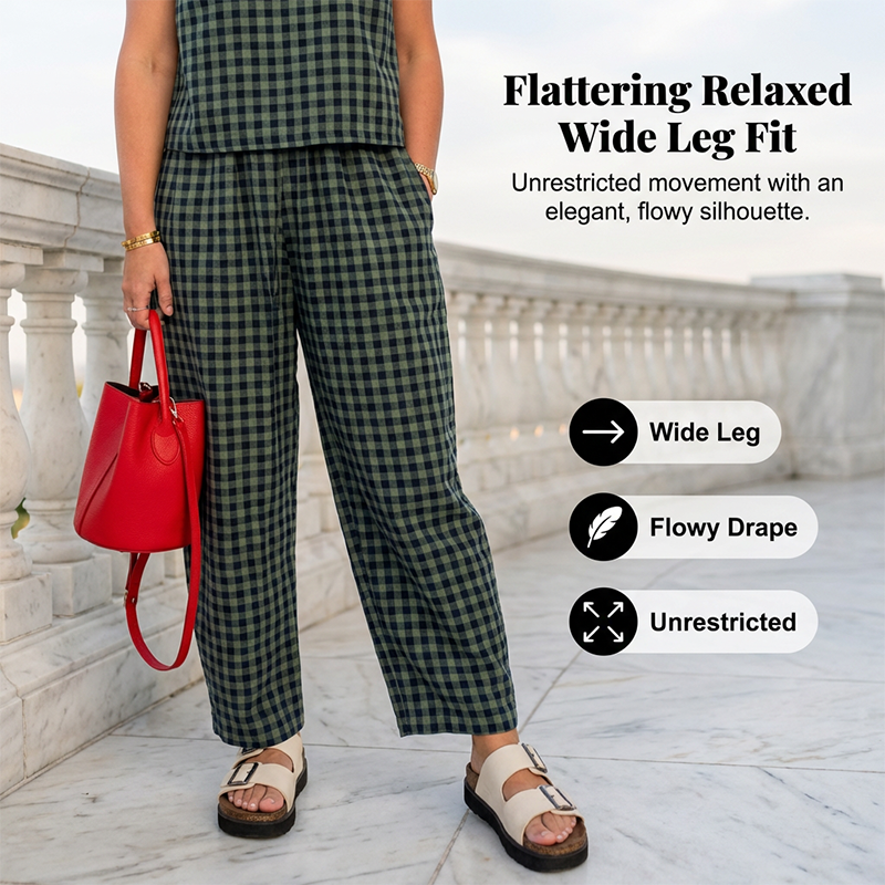👚 49% OFF NOW! 🌞 Summer Gingham Print Tank & Trousers Outfit – Lightweight, Breathable & Perfect for a Stylish Look 💃