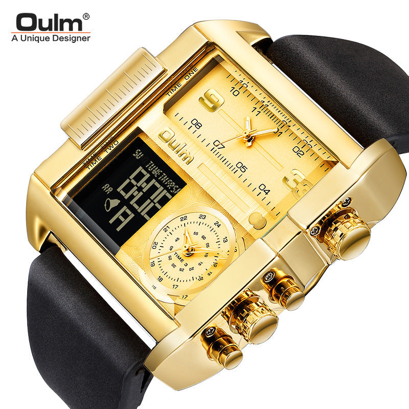 Men's Square Sport Watch| 50mm Oversized Dial, Dual Movement, Men’s Waterproof Luminous Sport Watch