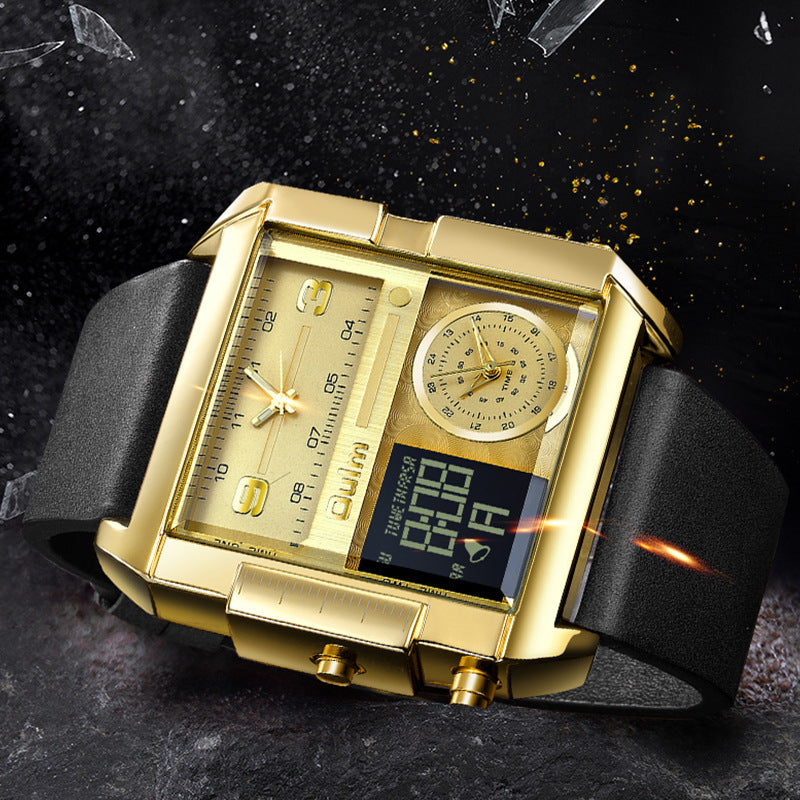 Men's Square Sport Watch| 50mm Oversized Dial, Dual Movement, Men’s Waterproof Luminous Sport Watch