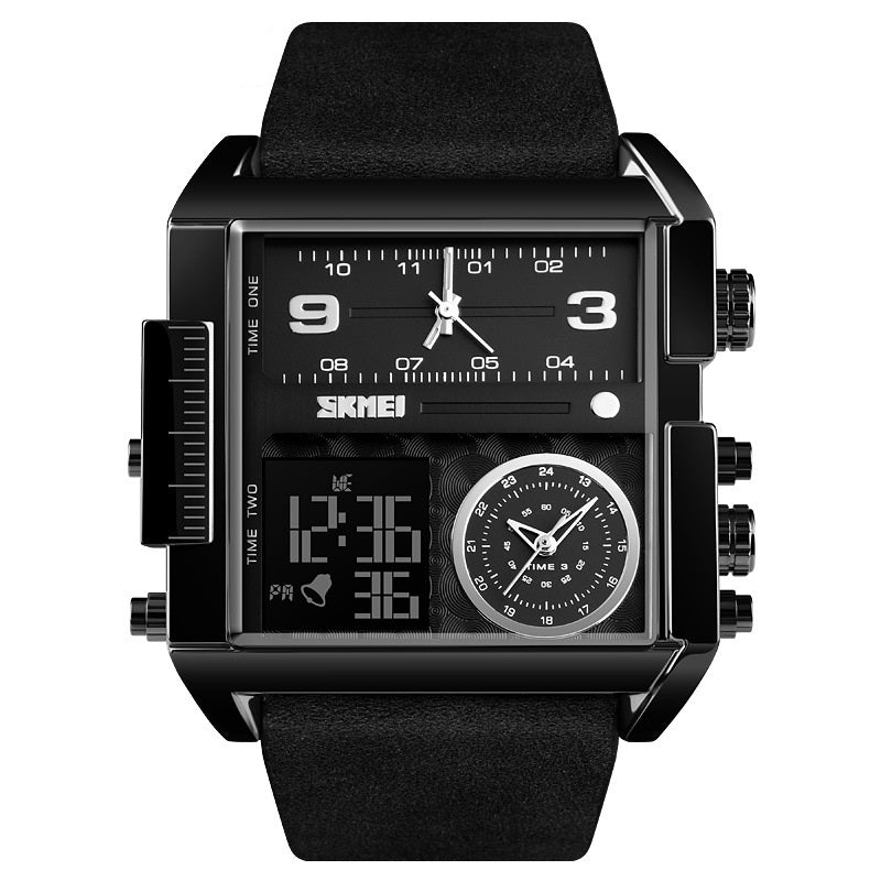 Men's Square Sport Watch| 50mm Oversized Dial, Dual Movement, Men’s Waterproof Luminous Sport Watch