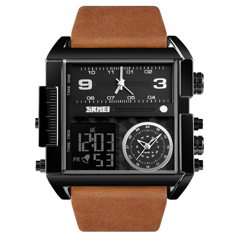 Men's Square Sport Watch| 50mm Oversized Dial, Dual Movement, Men’s Waterproof Luminous Sport Watch