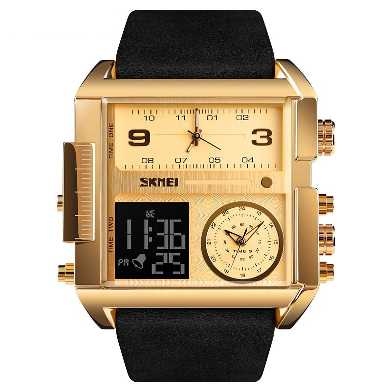 Men's Square Sport Watch| 50mm Oversized Dial, Dual Movement, Men’s Waterproof Luminous Sport Watch