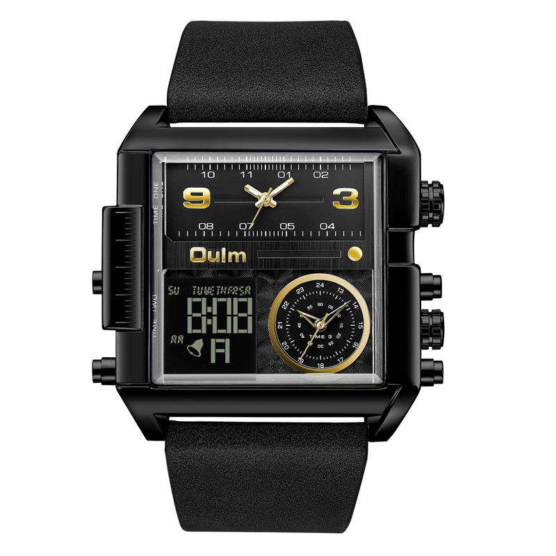 Men's Square Sport Watch| 50mm Oversized Dial, Dual Movement, Men’s Waterproof Luminous Sport Watch