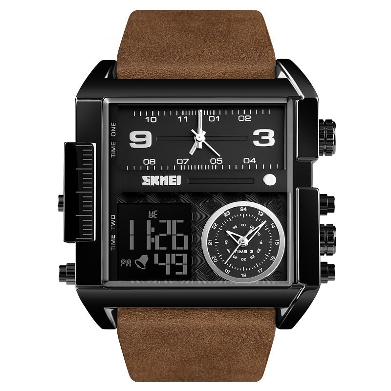 Men's Square Sport Watch| 50mm Oversized Dial, Dual Movement, Men’s Waterproof Luminous Sport Watch