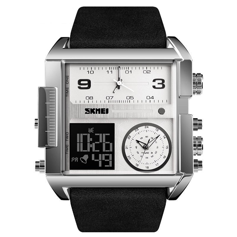 Men's Square Sport Watch| 50mm Oversized Dial, Dual Movement, Men’s Waterproof Luminous Sport Watch