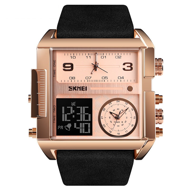 Men's Square Sport Watch| 50mm Oversized Dial, Dual Movement, Men’s Waterproof Luminous Sport Watch