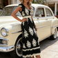 👗New arrival 49% OFF!🏖️Women's V-Neck Baroque Print Flowy Maxi Dress