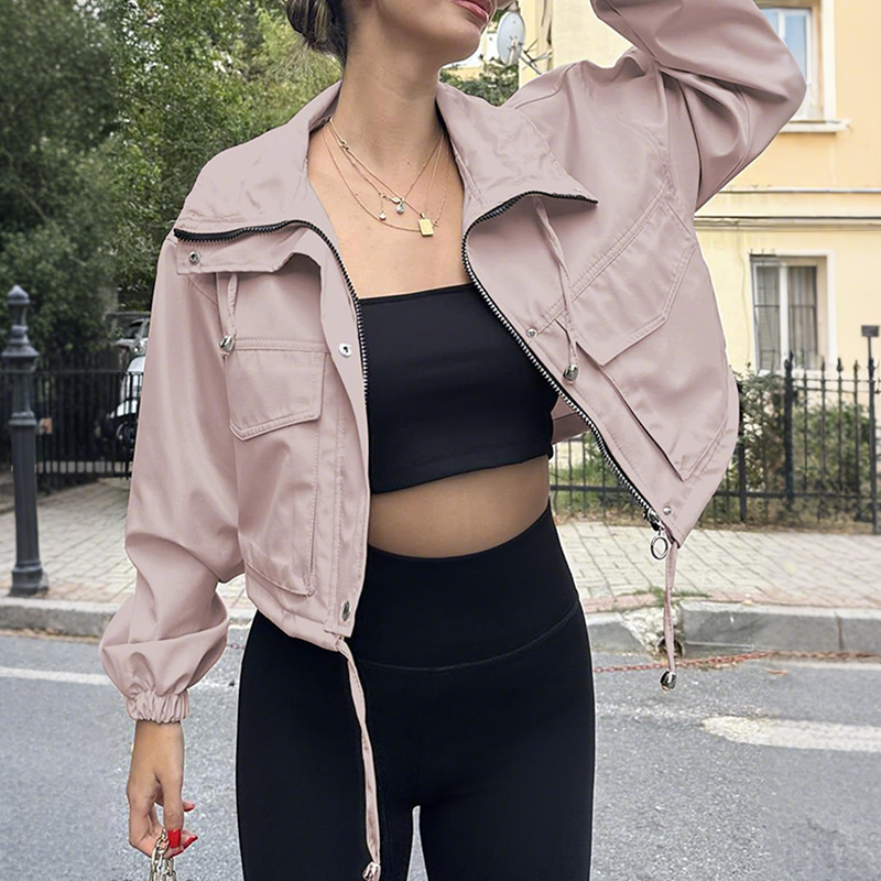 🧥 50% OFF NOW! Women's Casual Cropped Jacket – Lightweight, Elastic Cuffs, Relaxed Fit & Practical Pockets ✨🌸