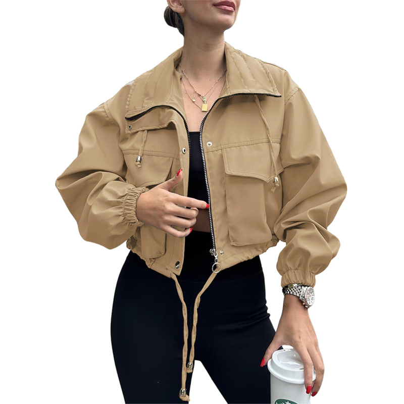 🧥 50% OFF NOW! Women's Casual Cropped Jacket – Lightweight, Elastic Cuffs, Relaxed Fit & Practical Pockets ✨🌸