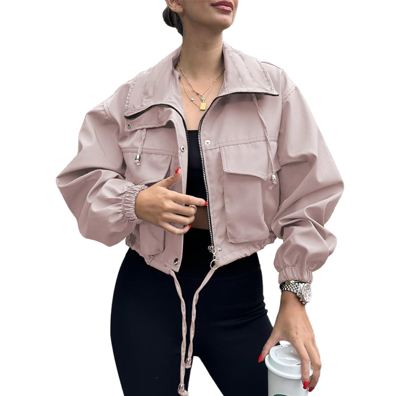 🧥 50% OFF NOW! Women's Casual Cropped Jacket – Lightweight, Elastic Cuffs, Relaxed Fit & Practical Pockets ✨🌸