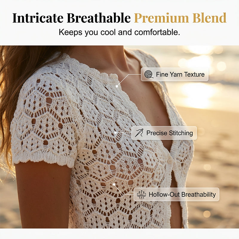 👚 50% OFF NOW! 🌸Chic Hollow-Out Summer Crochet Top & Shorts Set