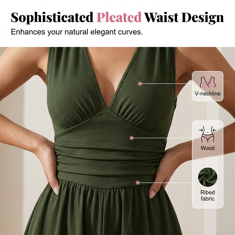 🏖️Summer Cool Deal: ONLY ￡16.99!!🌷👗Women's Sleeveless V-Neck Ruched Waist Romper