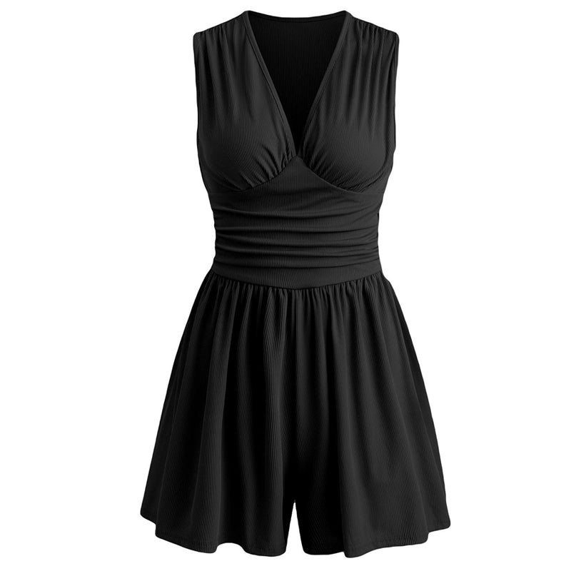 🏖️Summer Cool Deal: ONLY ￡16.99!!🌷👗Women's Sleeveless V-Neck Ruched Waist Romper