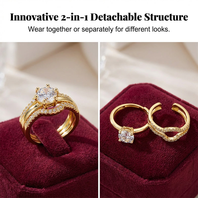🔥2026 Hot sale 50% OFF🔥2-in-1 Gold-Tone Zirconia Open Ring