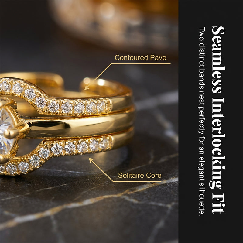 🔥2026 Hot sale 50% OFF🔥2-in-1 Gold-Tone Zirconia Open Ring