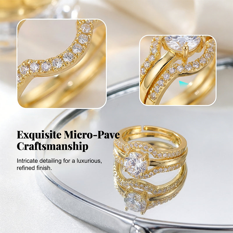 🔥2026 Hot sale 50% OFF🔥2-in-1 Gold-Tone Zirconia Open Ring