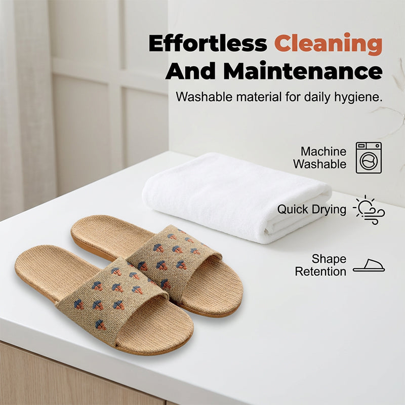 Lightweight All-weather Linen Slippers With Thick Soles