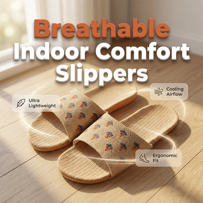 Lightweight All-weather Linen Slippers With Thick Soles
