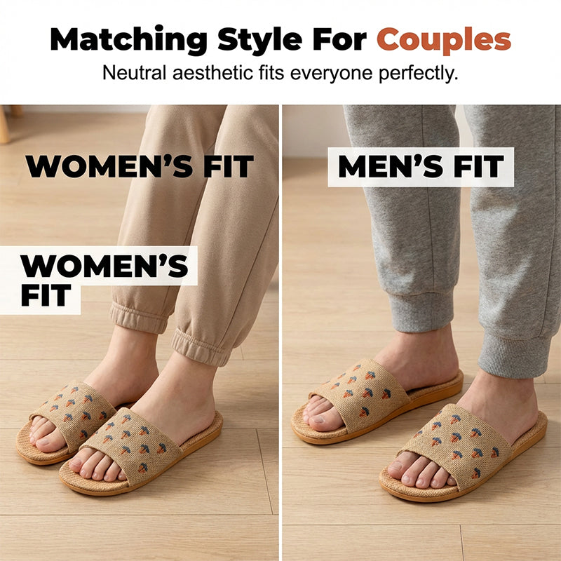 Lightweight All-weather Linen Slippers With Thick Soles